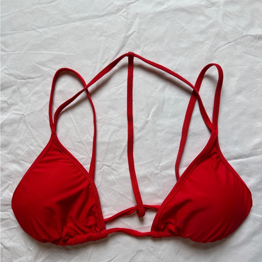 Red Strappy Bikini Top